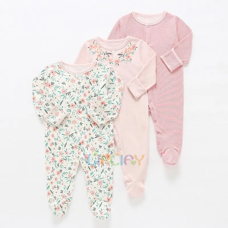 3Pcs/Pack Baby Cotton Clothes Set Newborn Rompers Infant Long Sleeve cartoon Jumpsuit Baby Boys Girls Sleepsuit 0-12Months