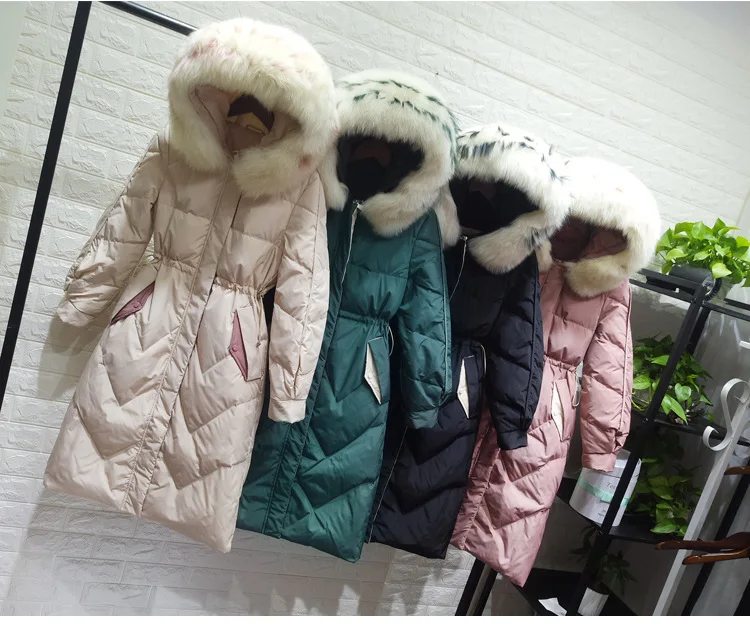 AYUNSUE, зимний женский пуховик, корейский стиль, длинное пальто для женщин, Воротник из натурального Лисьего меха, пуховик, теплая куртка, Chaqueta Mujer KJ2544