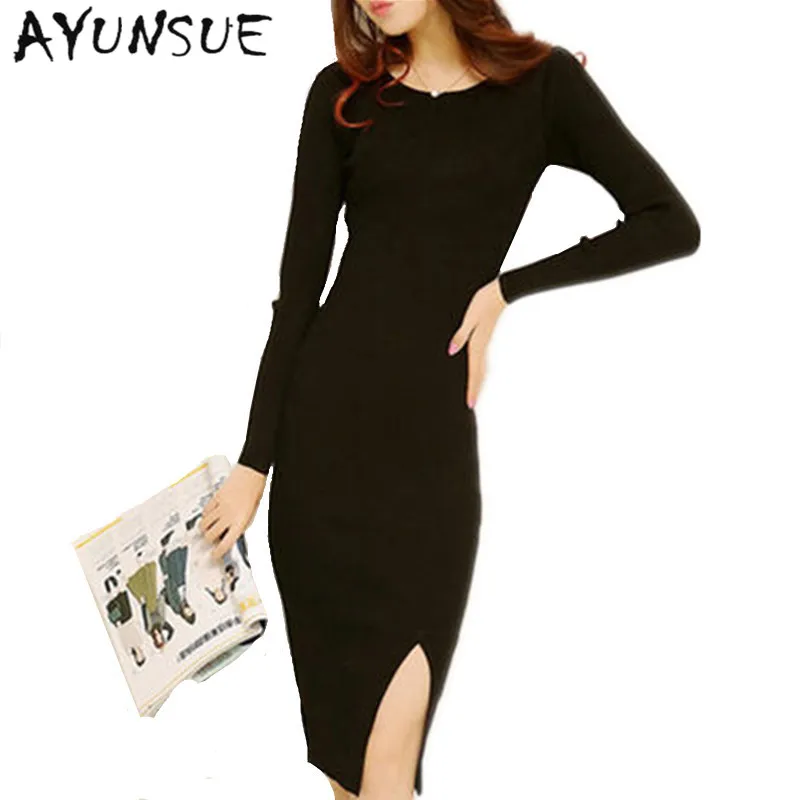 

Bodycon Robe Pull Longue 2019 New Spring Autumn Sexy Slim Women Formal Dresses Knitted Sweater Pencil Dress AW0189