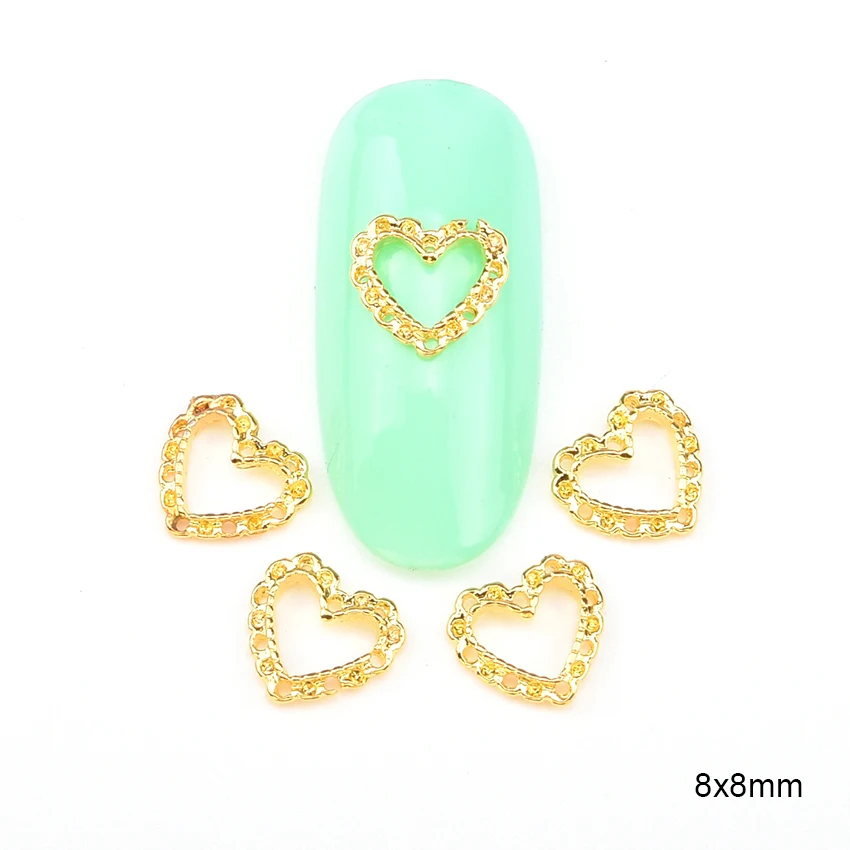 

10pcs nail art decorations glitter gold 3d nail accessories heart alloy nail tools DIY new supplies charms nail tools BL01