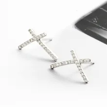 Крест полный серьги цирконовые стерлингового серебра 925 ювелирные изделия мода гипоаллергенный стержень серьги для женщин подарок