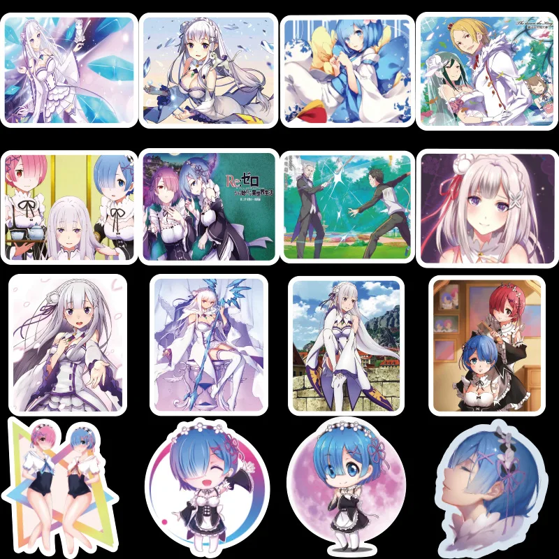 

50 pcs/lot cute Re:Life in a different world from zero Anime Card Stickers girl Toys Cartoon Rem Ram Movie Souvenir Stickers