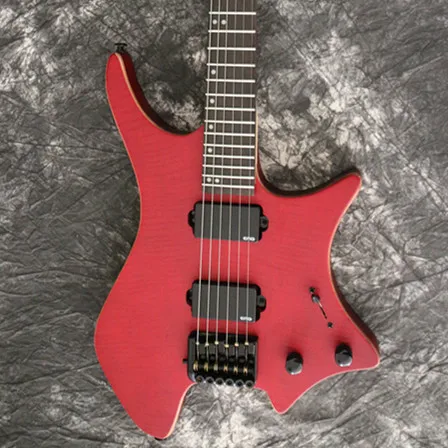 

Free shippin New Headless Electric Guitar with Flamed Maple, Black Hardware, Real photo show,Wholesale