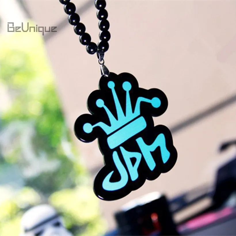 

Hip Hop Blue Crown Acrylic Bead Necklace Refitted vehicle Hellaflush JDM Car Hangs Rearview mirror Pendant Retail Wholesale