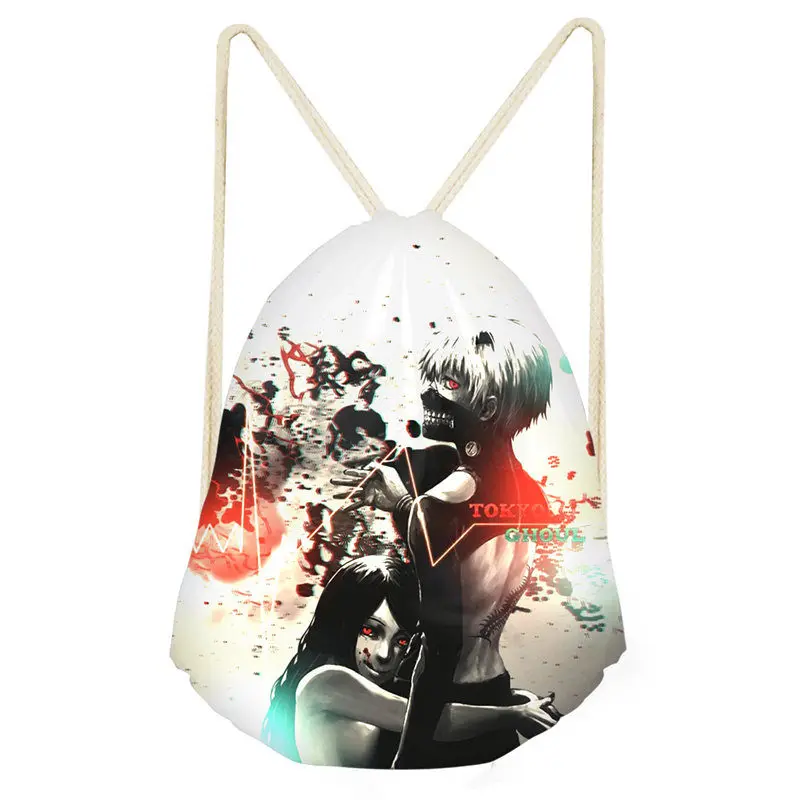 

THIKIN Anime Tokyo Ghoul Women Drawstring Bag Backpack For Teenagers School Shoulder Bag Kaneki Ken Back pack Custom Cosplay Bag