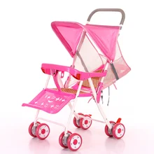 Портативная детская тележка с четырьмя колесами легкая коляска зонт в сеточку автомобиль Лето ротанга легко складывается лежа плоская Детская коляска Коляска