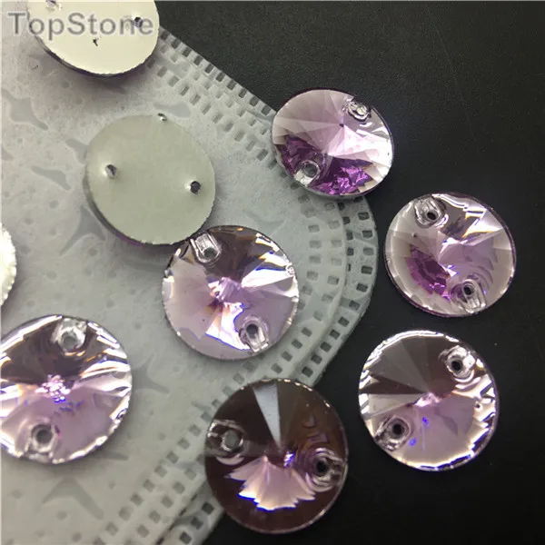 14mm Rivoli 100pcs TopStone ЛТ Аметист Фиолетовый смешанные размеры формы смолы пришить плоская подставка из горного хрусталя акриловые камни стразы и камни для платья - Цвет: 14mm Rivoli 100pcs