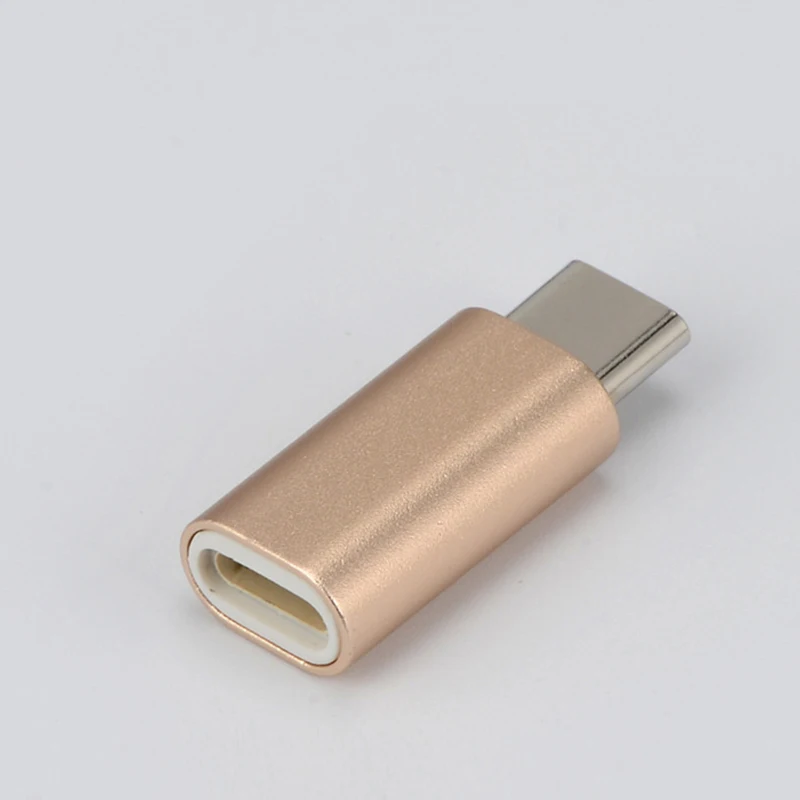 Кабель с переходником для зарядного устройства для Lightning Female To type-C USB-C мужской зарядный type-C Алюминиевый конвертер сплавов для Xiaomi Huawei Vivo - Цвет: Золотой
