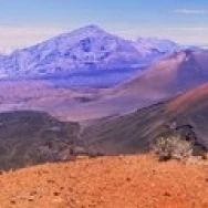 Volcanic landscape with mountains in the background  Haleakala National Park  Maui  Hawaii  USA Poster Print (18 x 7)