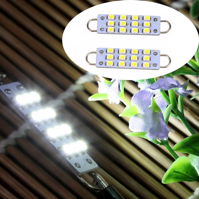 

2pcs 44mm 12-SMD Rigid Loop White Festoon 1.73" LED Light Bulbs 561 562 567 564
