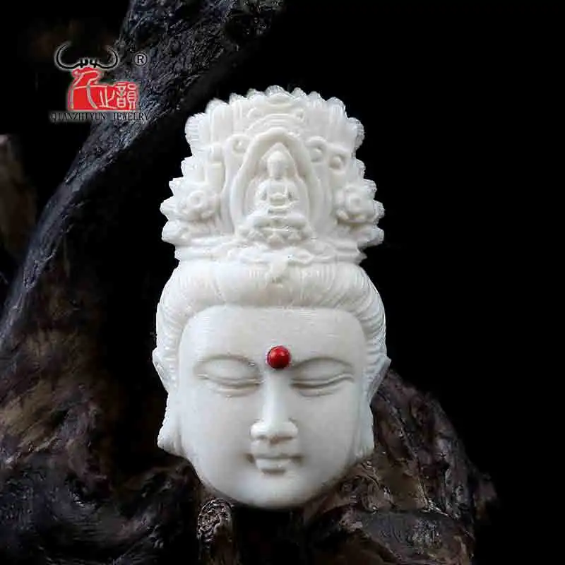 

Natural deer horn carving guanyin pendant diy accessories.About 45 x25x11mm