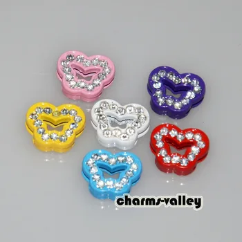 

50PCS 8MM Mixed Color Clear Rhinestone Spray Painting Butterfly Slide Charms Letters Fit 8mm Belts Wristbands
