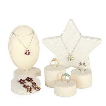 

Linen Jewelry Display Holder Necklace Display Holder Ring Earrings Pendant Display Stand Linen Jewelry Disk