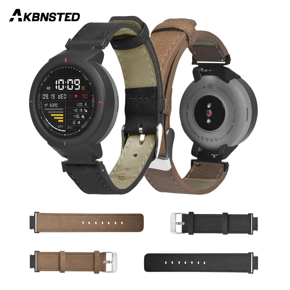 

AKBNSTED Vintage Leather Strap For Huami Amazfit Verge Smart Watch Bands Business Bracelet Metal Buckle Straps For Amazfit Verge