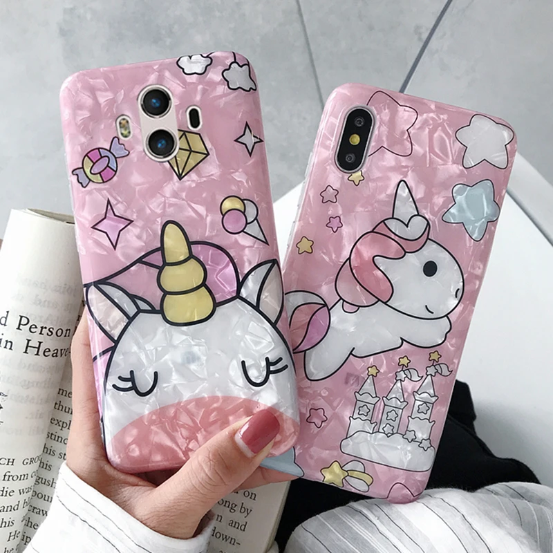 

Cute Cartoon Unicorn Phone Case For Huawei mate 9 10 20 Pro Case For huawei mate 20 lite maimang 7 Cover Fashion Shell Soft Case