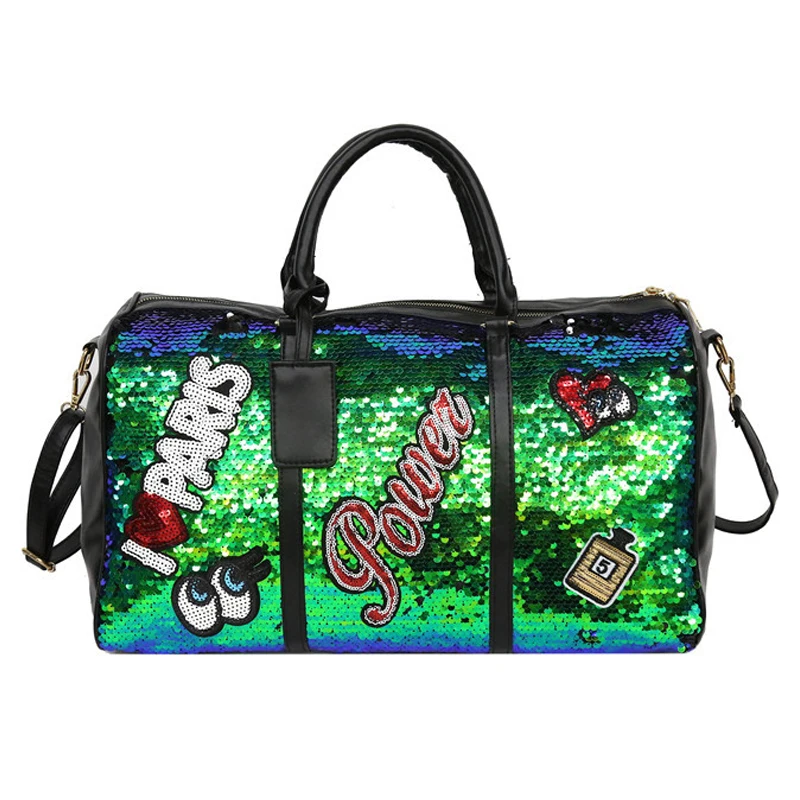 Designer Women's Sequins Embroidery Sport Gym Bag For Fitness Lady PU Travel Handbag Perfume Luggage Bag Yoga Tote sac de sport 