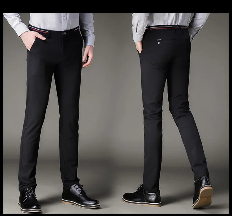 Jbersee Для мужчин Брюки Формальные Брюки для девочек Slim Fit Брюки Бизнес Повседневное свадебные мужские черные Мужская одежда Мотобрюки духи masculino