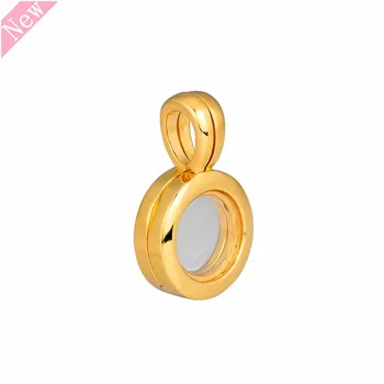 

18K Shine Gold Floating Locket Pendant Charm Beads DIY Fit PANDORA Charms for Women Jewelry Making by Adding Petite inside SH021