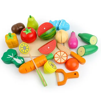 

17Pcs Wooden classic game simulation kitchen series toys Cutting Fruit and Vegetable Toys Early education gifts