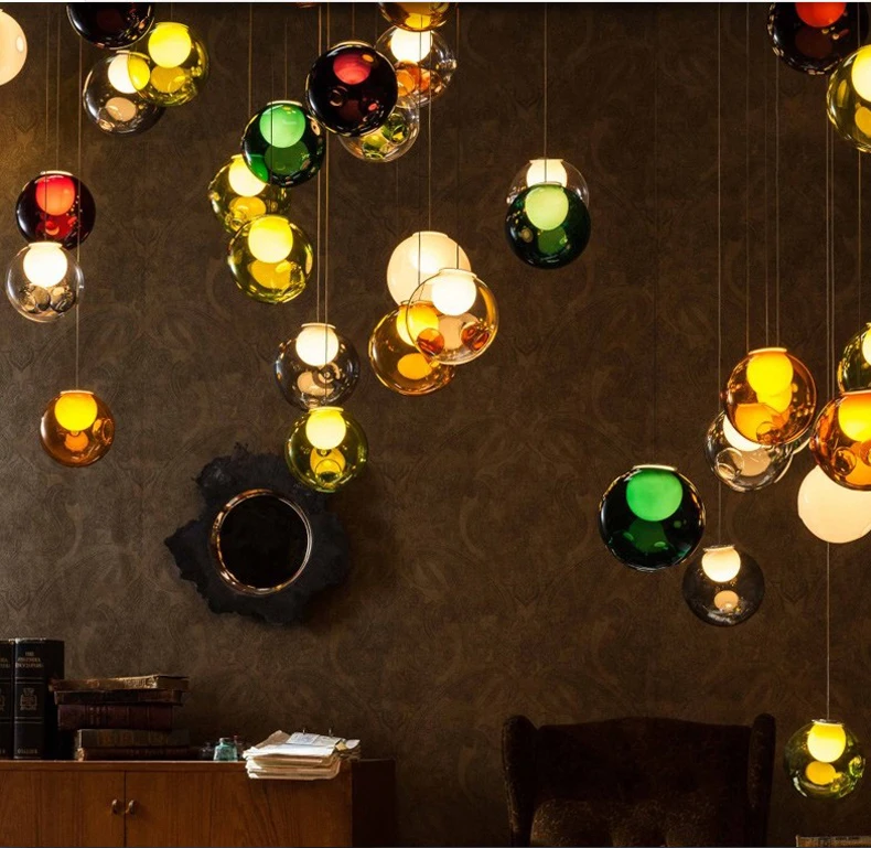 

Bubble Ball Pendant Ceiling Lamp Colorful Glass 3-end Droplight G4 LED Child Bedroom