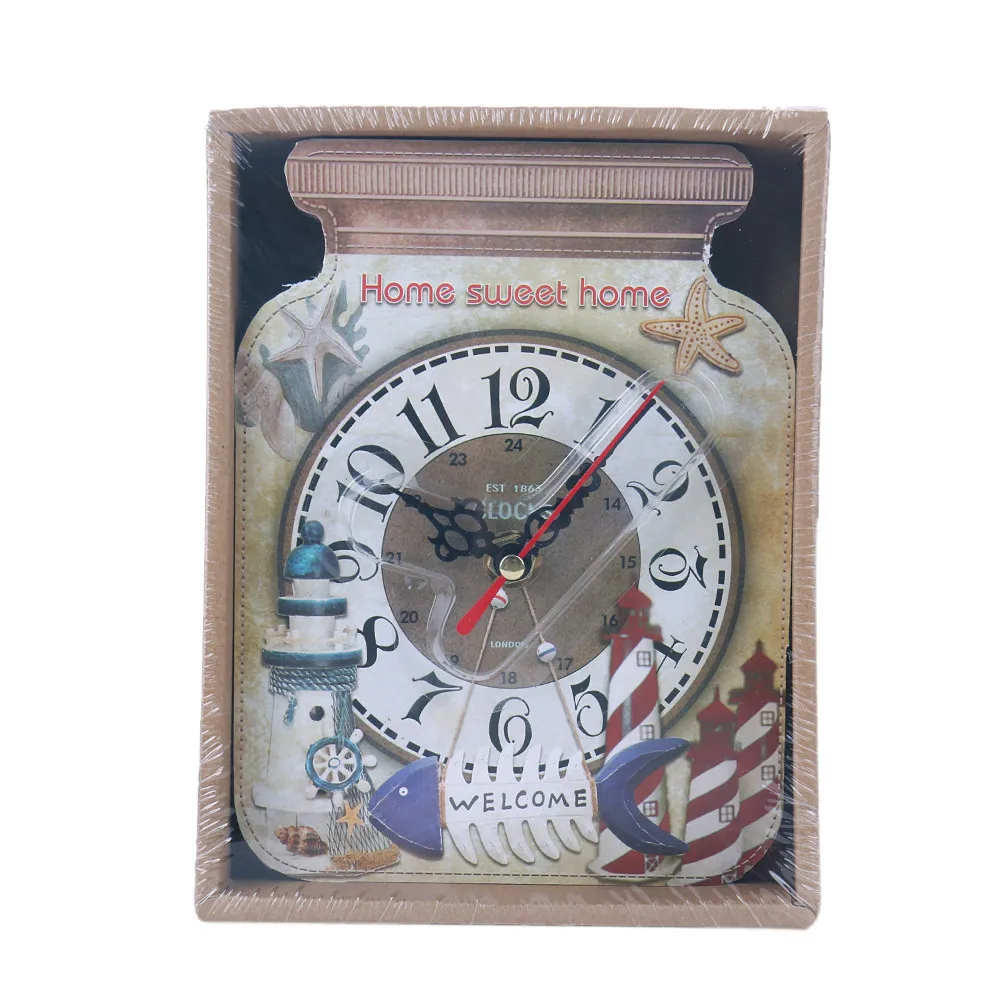 Европейский стиль милые конфеты Jar деревянные настольные часы деревянные в детскую комнату дома украшения Детские Настольные часы ручной работы старинный будильник