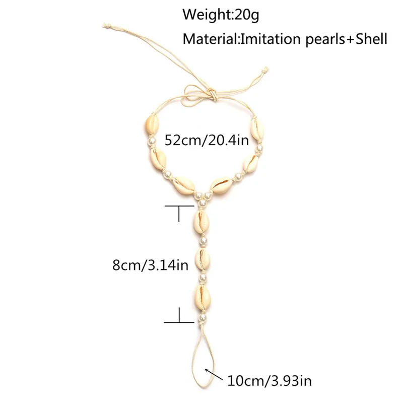 PINKSEE 1Pc Sexy Natural Shell Anklets Beach Fashion Jewelry White Shell Barefoot Sandals Beaded Ankle Foot Jewelry