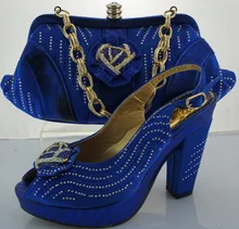 Neue Hochzeit Schuhe Und Tasche High Heels Blau Farbe Afrikanischen Stil schuhe Und Tasche Set Italien Schuh Und Tasche Set Entsprechen ME3301