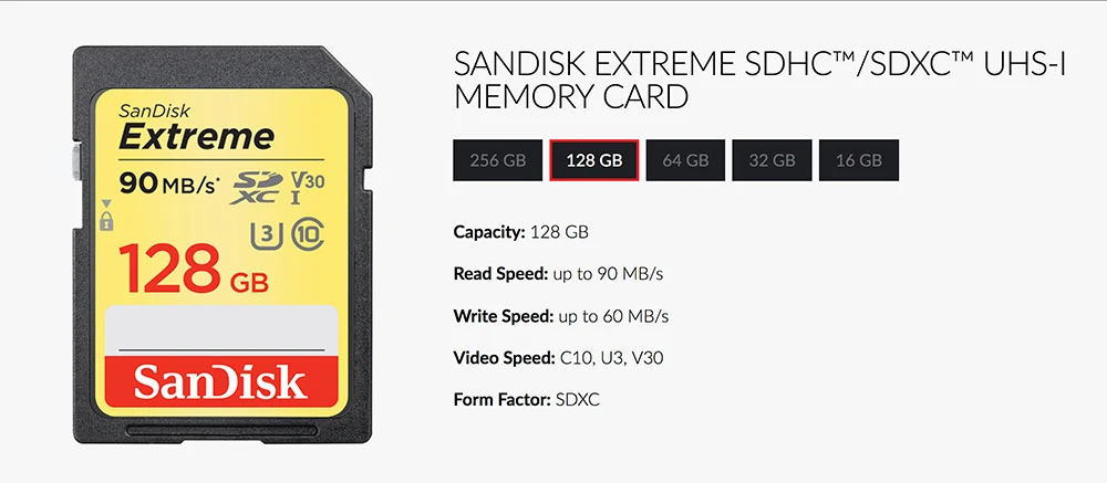 Карта памяти SanDisk Extreme SDXC SD карты 128 GB C10 U3 V30 150 МБ/с. узнать Скорость UHS-I флэш-карты для Камера (SDSDXV5-128G-ZNCIN)