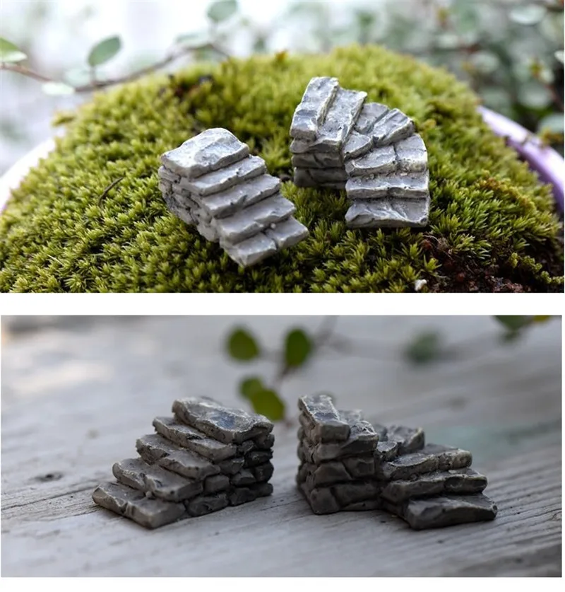

Retail artificial steps fairy garden miniatures mini gnomes moss terrariums resin crafts figurines for garden decoration
