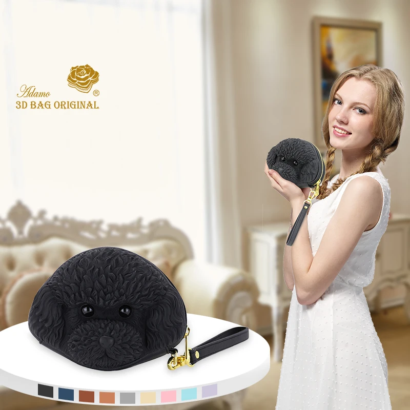 

Adamo 3D Bag Original Mini Poodle Clutch with Strap Quality Female Money Bag Small Zipper Coin Pocket