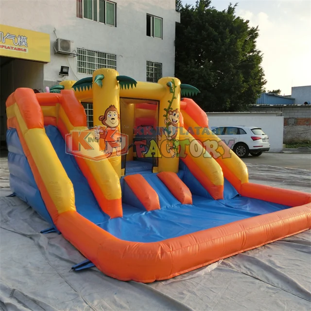 Small KK Inflatable home used palm tree inflatable pool water slide for sale 1