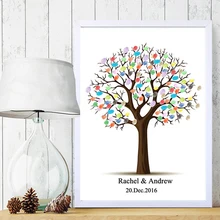 Смешные изготовленная на заказ имя, дата холст печати свадебное дерево, устойчивое к отпечаткам пальцев "сделай сам" Книга для подписей посетителей для Свадебный орнамент, свадебный подарок