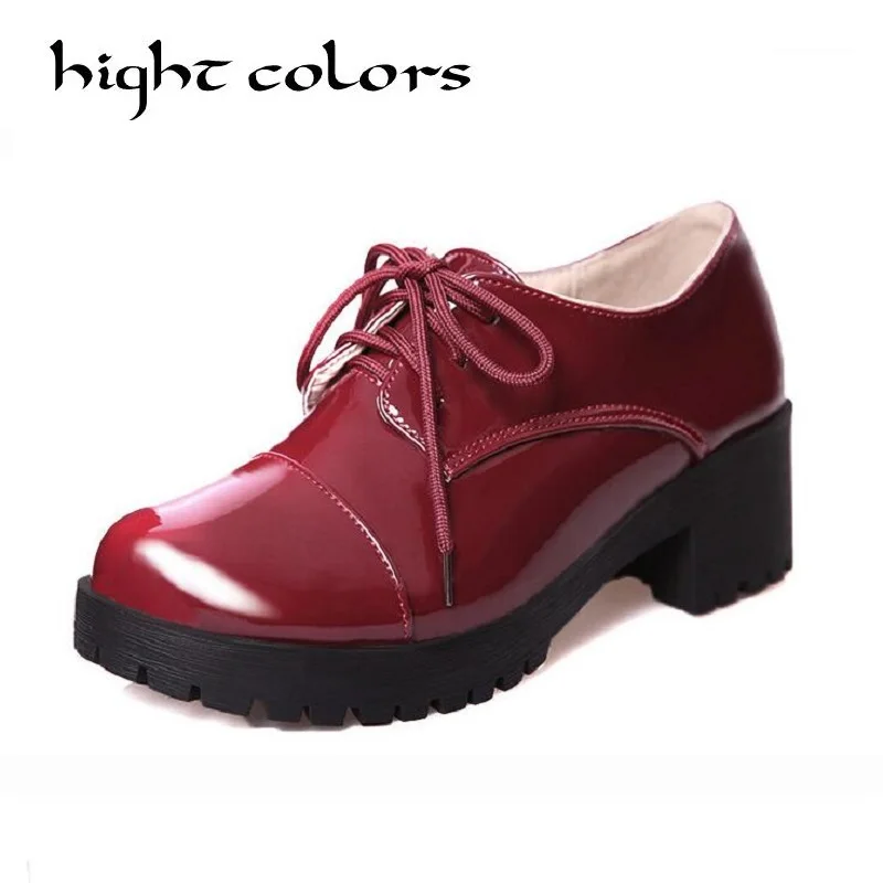 

Woman Designer Brogue Vintage Shoes Round Toe Black and Beige Creepers Oxford Leather Ankle Spring Shoes For Women Size 43