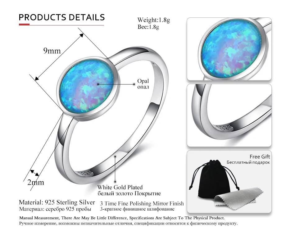 LicLiz 925 пробы серебряные кольца для женщин кольцо с голубым опалом обручальное кольцо с драгоценным камнем Пасьянс Обручальное коктейльное кольцо LR0359
