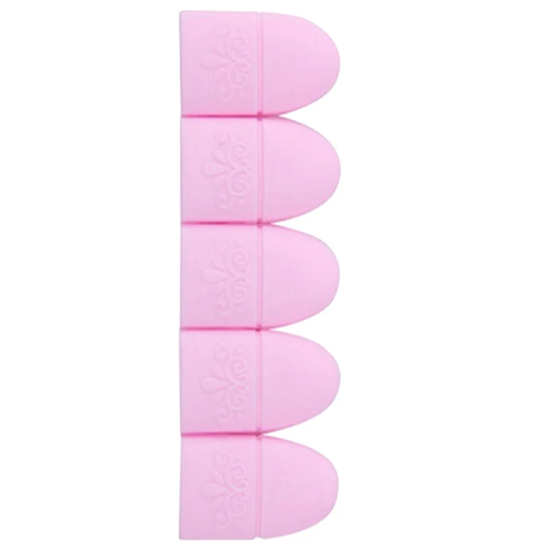 

NEW-Monja Nail Art Tips Uv Gel Eraser Wrapped Silicone Elastic Soak Cap Clip Manicure Cleaning Varnish Can Be Reused Pink