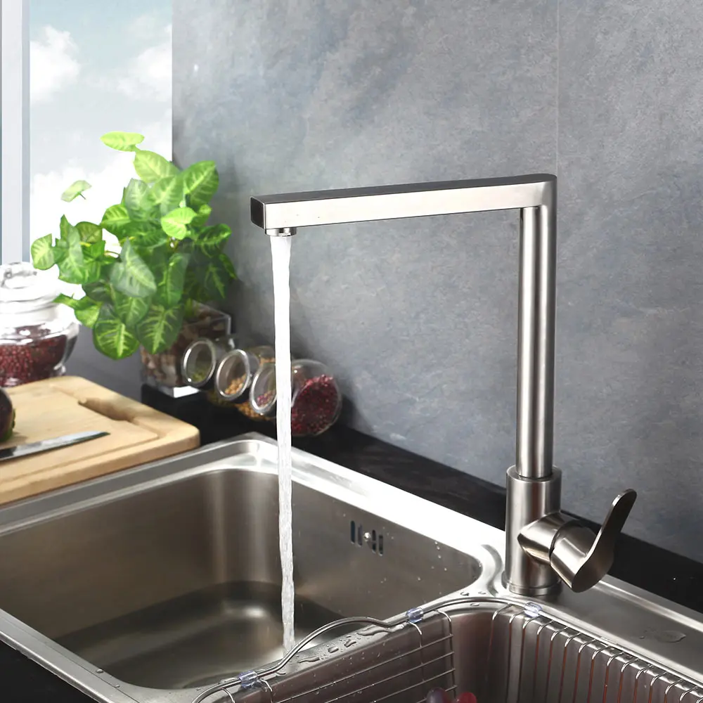 

Brushed Nickle SUS 304 stainless steel Ceramic Plate Spool Mixer Water Faucet Kitchen Faucet Hot And Cold Double Control Tap