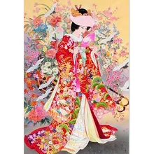 DIY фото на заказ, 3d Алмазная живопись наборы крестиков 5D полная квадратная мозаика Алмазная вышивка японское кимоно женщина домашний декор