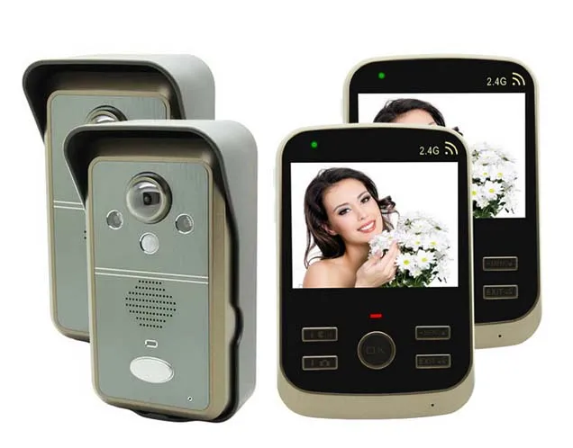 

New Arrival 3.5 Inch Wireless Digital Intercom System Video Door Phone Motion Sensor&Taking Photos Function For 2 Doors 2V2