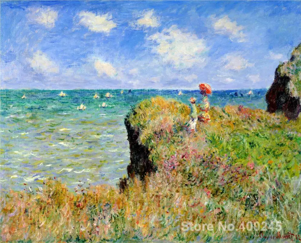 

Clifftop Walk at Pourville Claude Monet painting for sale oil on canvas Hand painted High quality