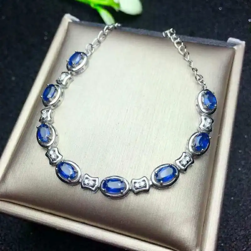 Fidelity natural 4*6mm 5A Sri Lanka sapphire Bracelets s925 sterling