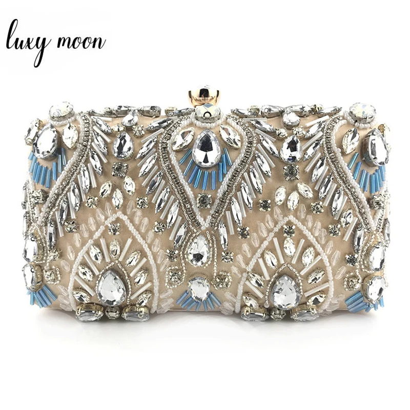 

Luxury Diamond Rhinestone Clutch Bags Exquisite Female clutches Pearls Handmade Beaded Chain Handbags Wedding Purse Shouler Bag