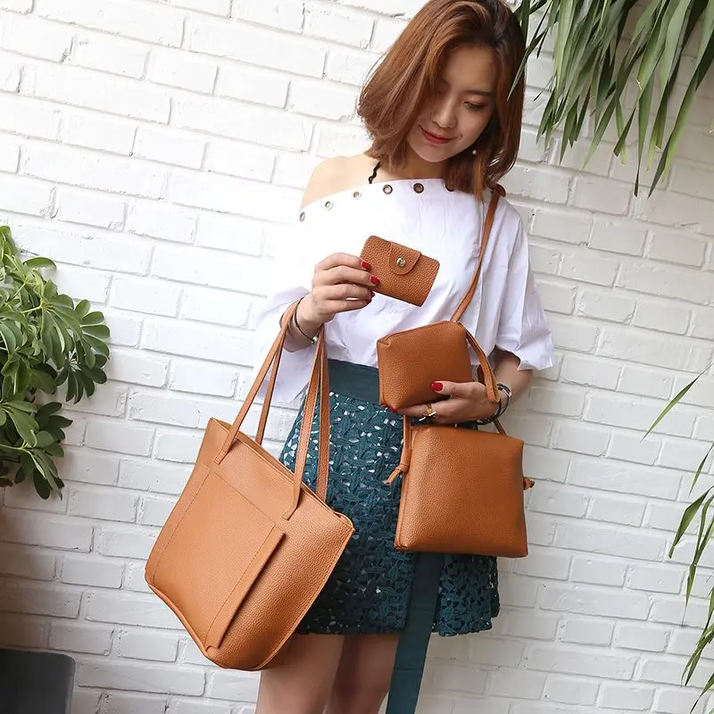

Osmond 4pcs Women Bag Set PU Leather Composite Bags Large Shoulder Crossbody Bag Fashion Clutches Vintage Handbag Casual Purse