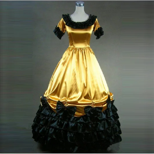 yellow-and-black-short-sleeves-gothic-masquerade-ball-gowns3