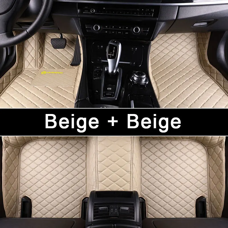 Кожаный Автомобильный коврик для Nissan X-Trail T30 T31 T32, водонепроницаемые автомобильные коврики на заказ, автомобильные аксессуары для интерьера - Название цвета: Beige-Beige line
