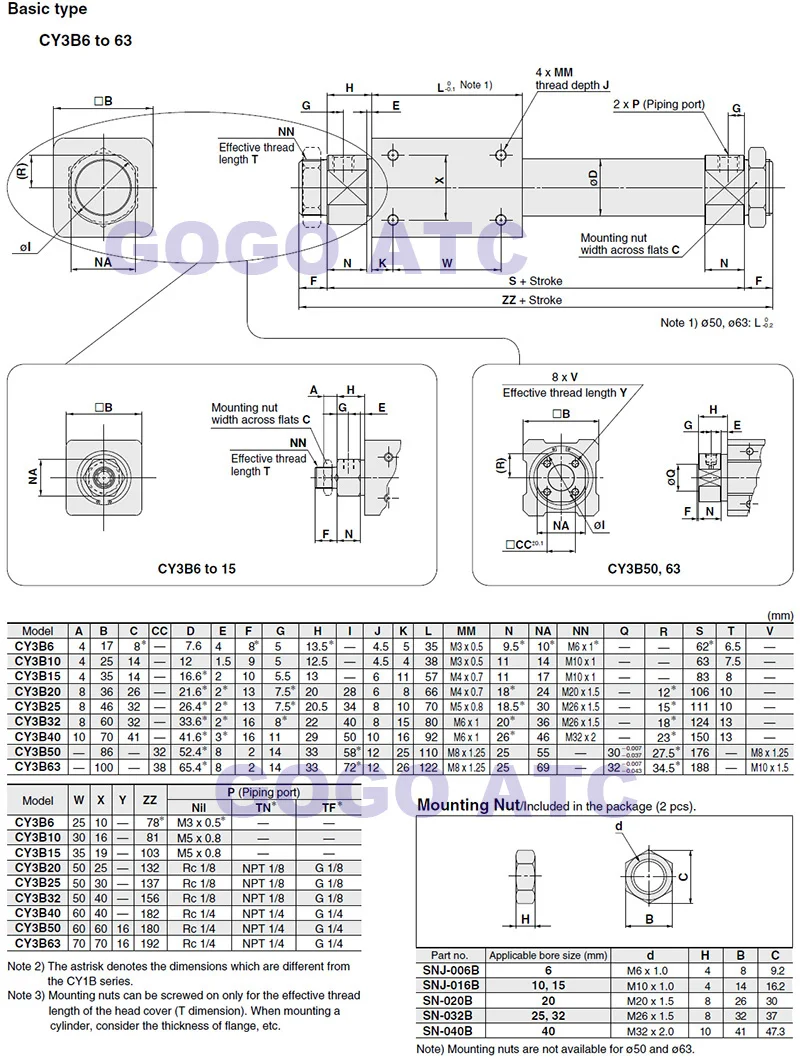 CY3B10-400 SMC тип магнитно Соединенные бесщеточный цилиндр Basic bore10mm ход 400 мм алюминий сплава Пневматика цилиндра