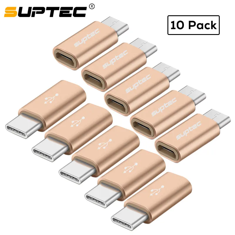 SUPTEC 10 шт USB адаптер usb type C штекер Micro USB Женский адаптер типа OTG-C Конвертер Разъем для Macbook samsung S9 S8