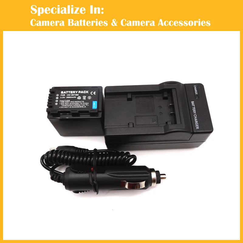 High capacity battery charger set VW-VBT380 VBT380 for Panasonic HC-V270 HC-V380 HC-V510 HC-V520 HC-V550 HC-V700 HC-V710
