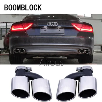 

BOOMBLOCK ONE SET Car Exhaust Muffler Tip Cover For Audi A7 Accessories 2015 2016 2014 UP A7 To S7 Stainless Steel