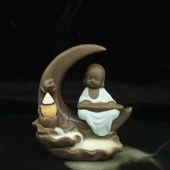 

Ceramic Monk Incense Holder Lotus Moon Backflow Incense Burner Ornamental Ornaments Creative Chan Pianting Chess Monk Home Decor