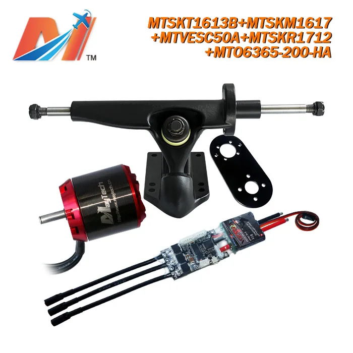 

Maytech e-board diy kit 6365 200kv 4 stroke motor and SuperEsc based on vesc and 180mm longboard trucks with mount